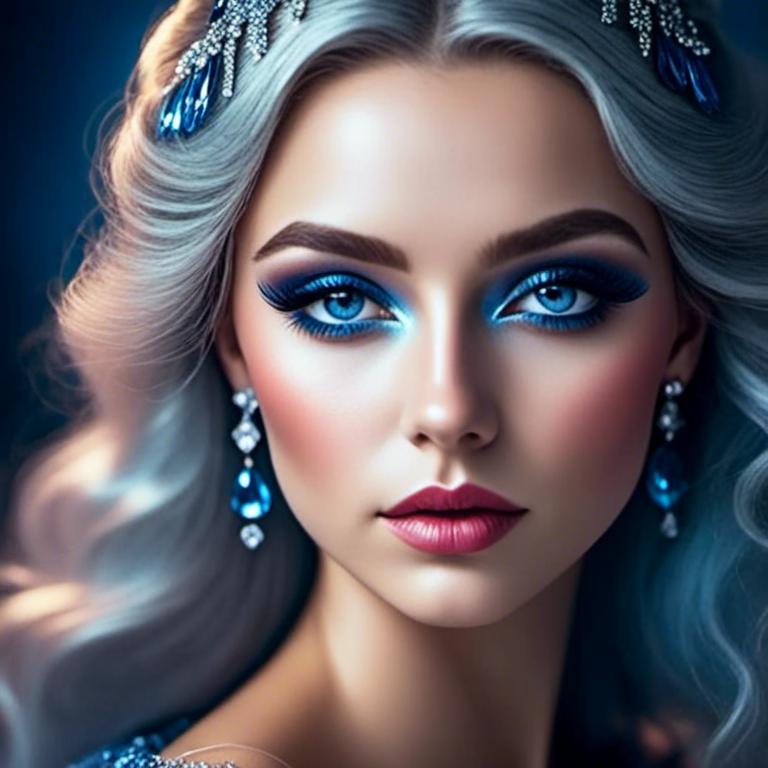 Prompt: <mymodel>Glamorously dressed lady of rhe 1930's wearing sapphire jewelry,blue eyes