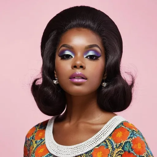 Prompt: <mymodel>60s makeup and hair on a black girl