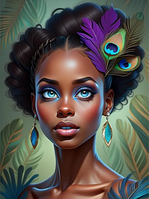 Prompt: <mymodel> Gorgeous woman with beautiful makeup and hair, peacock feathers, high-quality, detailed, realistic, elegant, vibrant colors, professional makeup, glamorous lighting, 4k resolution, portrait, detailed facial features, luxurious, exotic, peacock feathers, elegant hairstyle, stunning makeup, beauty shot