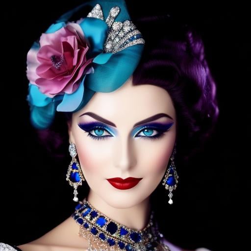 Prompt: Glamorously dressed lady of rhe 1930's wearing sapphire jewelry,blue eyes