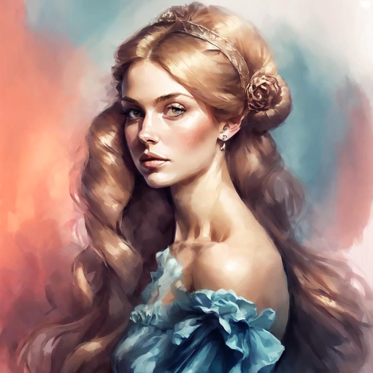 Prompt: a beautiful young lady, elegant long hair, beautiful dress