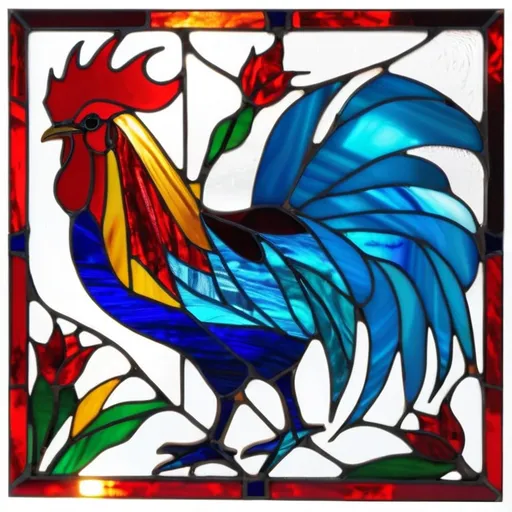 Prompt: stained glass art rooster 