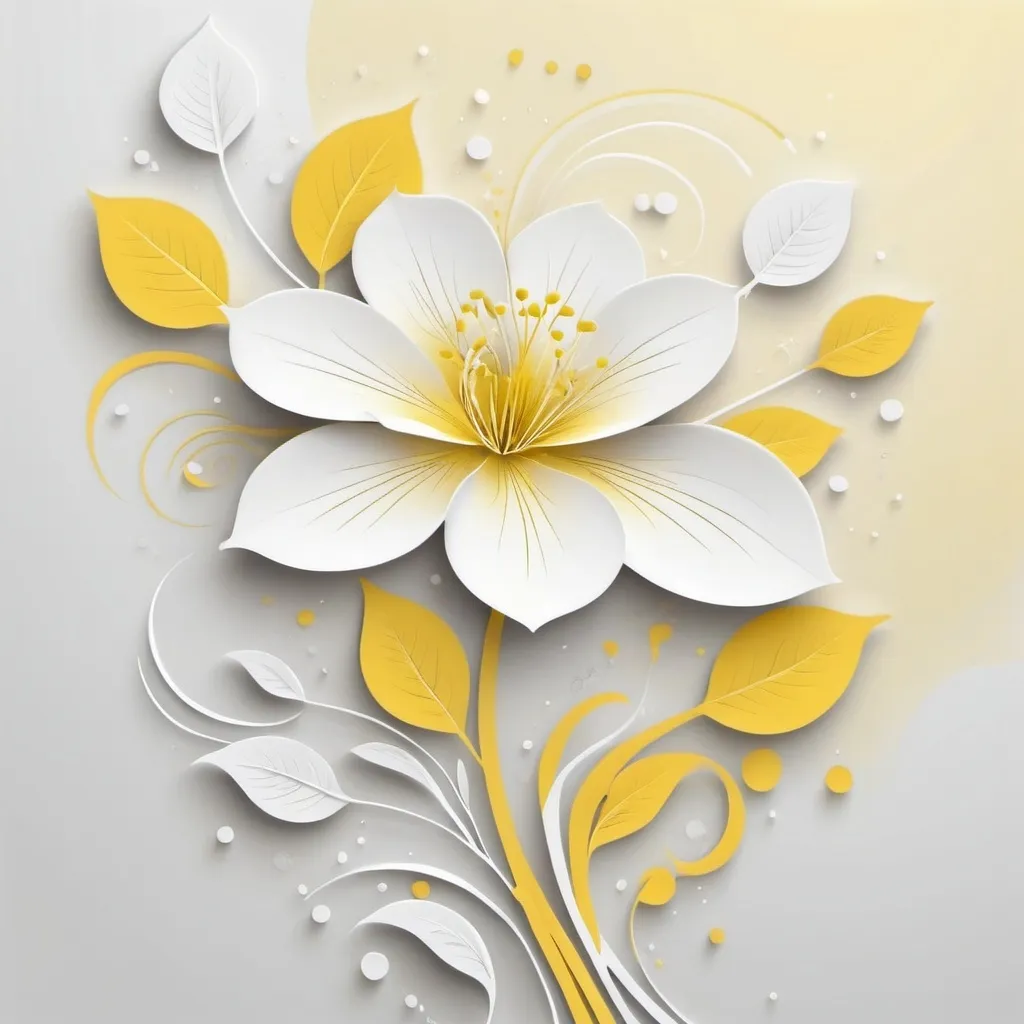 Prompt: A delicate floral abstract design for bliss.... a pretty and beautiful design.... yellow colour. White background.... line art. Vector image