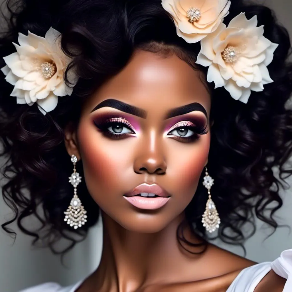 Prompt: <mymodel>beautiful makeup and hair on a gorgeous black woman