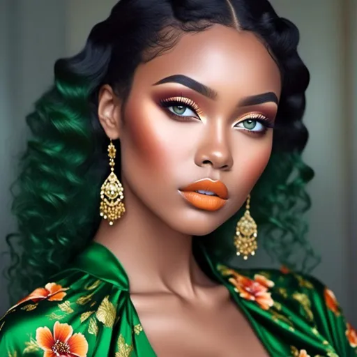 Prompt: <mymodel>beautiful makeup and hair on a gorgeous black woman