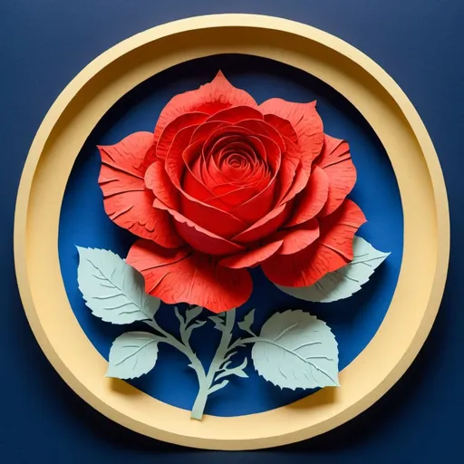 Prompt: one single red rose with a blue background, van gogh