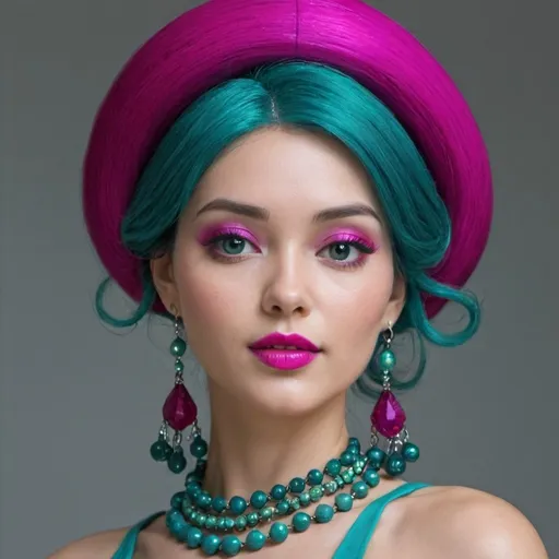 Prompt: <mymodel>magenta and teal lady