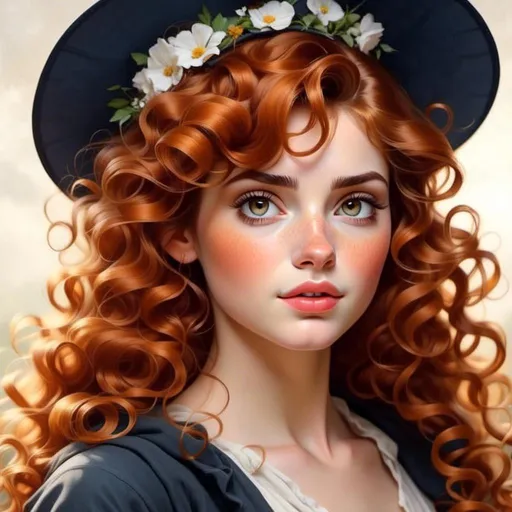 Prompt: <mymodel>Auburn hair, freckled, feminine, girl, beautiful