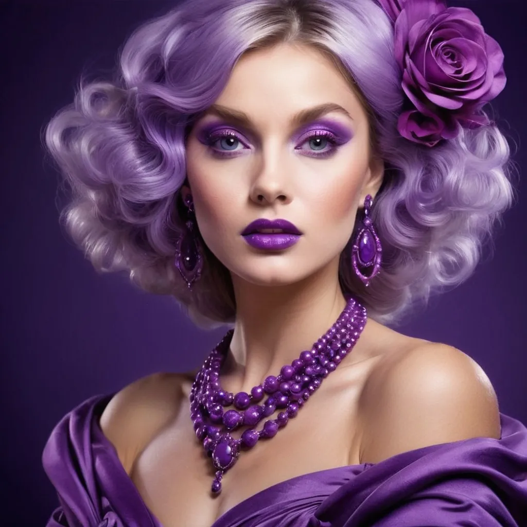 Prompt: Lady all in purple