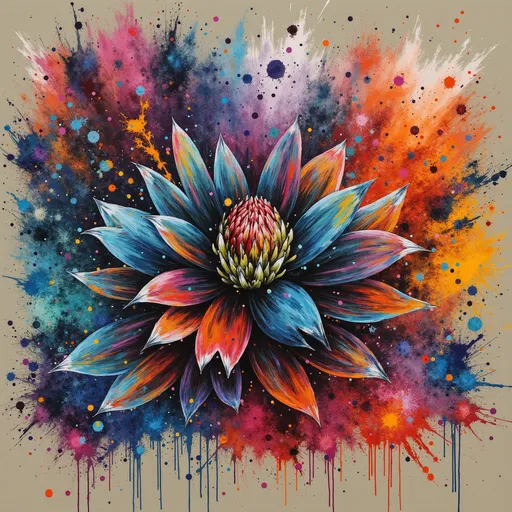 Prompt: Flower Siren graffiti art, splash art, street art, spray paint, oil gouache melting, acrylic, high contrast, colorful polychromatic, ultra detailed, ultra quality, CGSociety