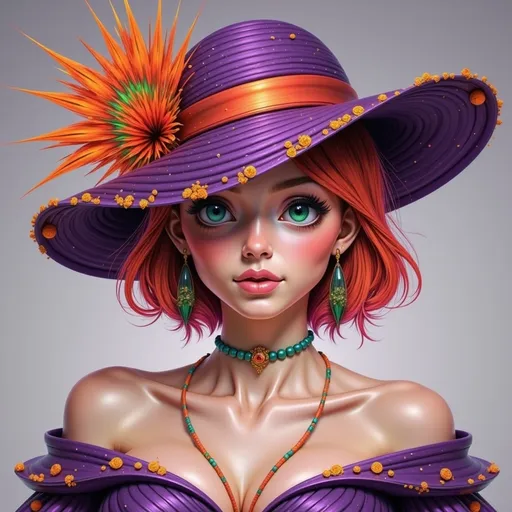 Prompt: a woman wearing a green hat and green jewelry with a flower on her head and a green dress and necklace, Artgerm, fantasy art, highly detailed digital painting, a detailed painting