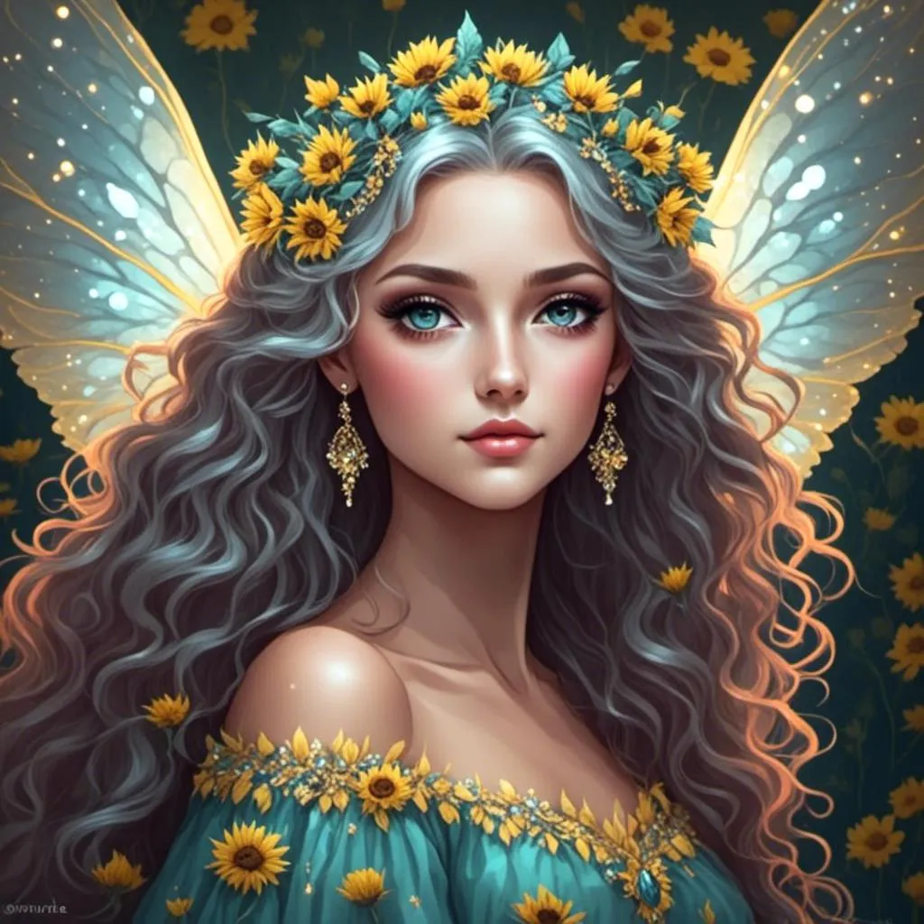 Prompt: <mymodel>Fairy princess of sunflowers