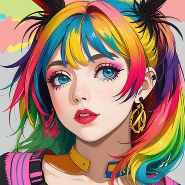 Prompt: A colorful girl