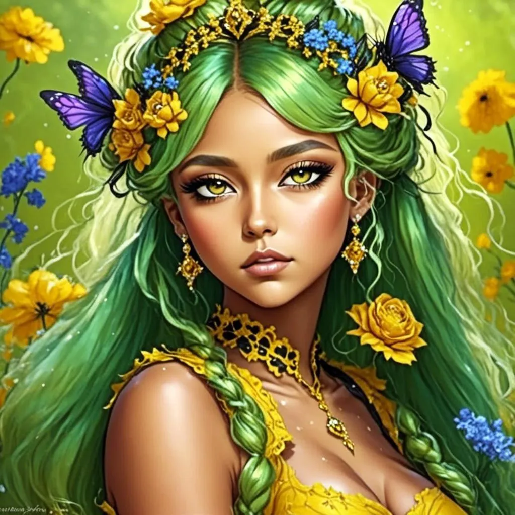 Prompt: <mymodel>a fairy of spring, ,wildflowers, vivid colors, closeup