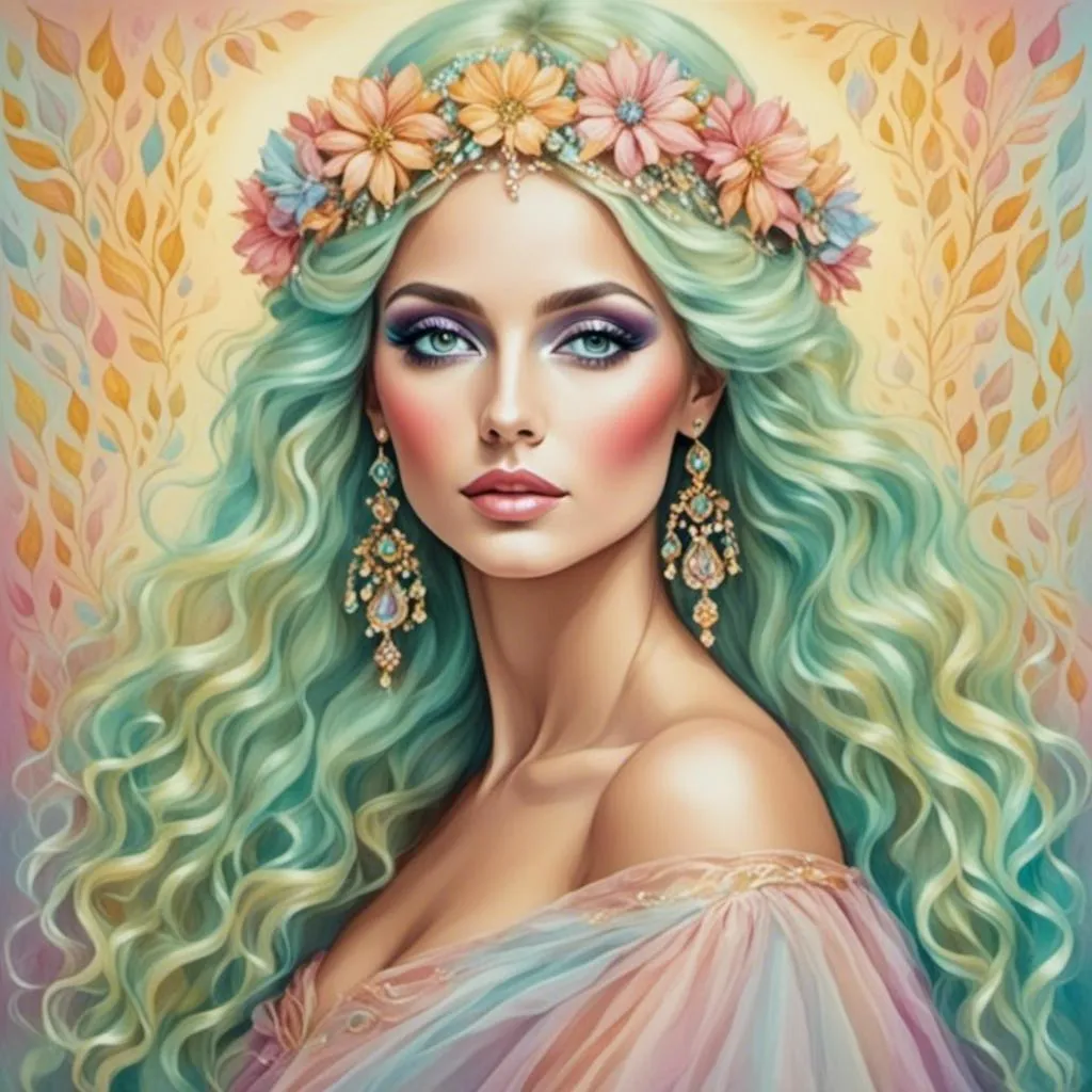 Prompt: <mymodel>an etherial woman in pastels