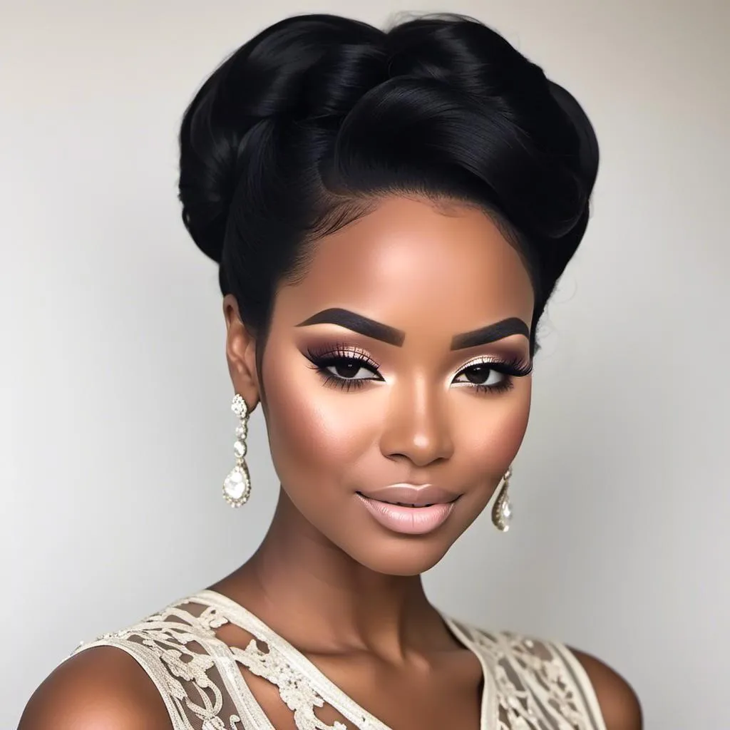 Prompt: <mymodel>60s makeup and hair on a black girl