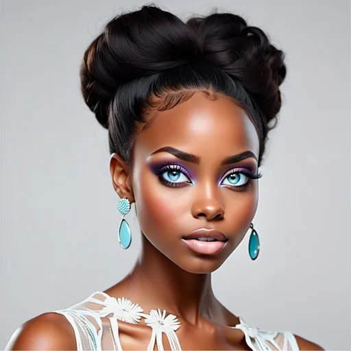 Prompt: 60s makeup and hair on a black girl<mymodel>