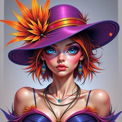 Prompt: Beautiful  hybrid woman with orange flowers sprouting from her, oil painting, detailed fiery eyes, ethereal glow, dark and mysterious, high quality, vibrant colors, surreal, haunting, intricate floral details, intense gaze, mystical atmosphere, oil painting, demon, hybrid, fiery eyes, ethereal, vibrant colors, surreal, haunting, floral details, intense gaze, mystical atmosphere