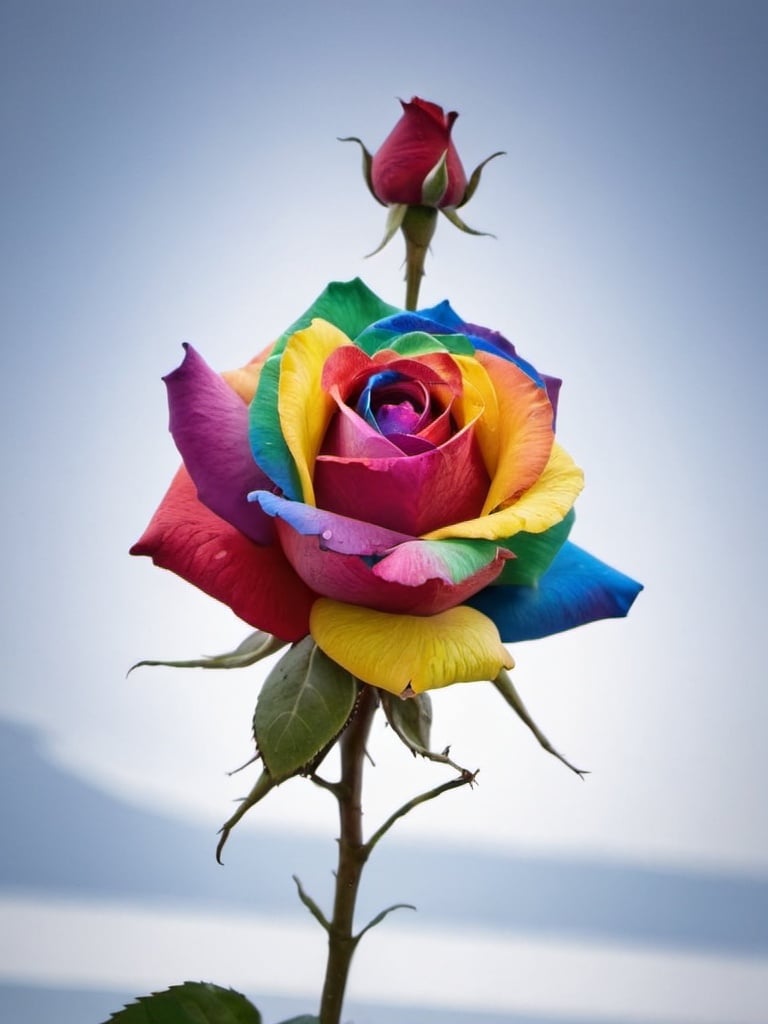 Prompt: rainbow rose