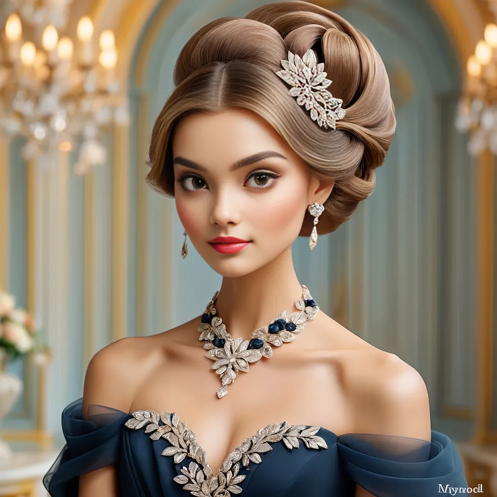 Prompt: <mymodel> Beautiful and elegant lady. Hair in a fancy updo