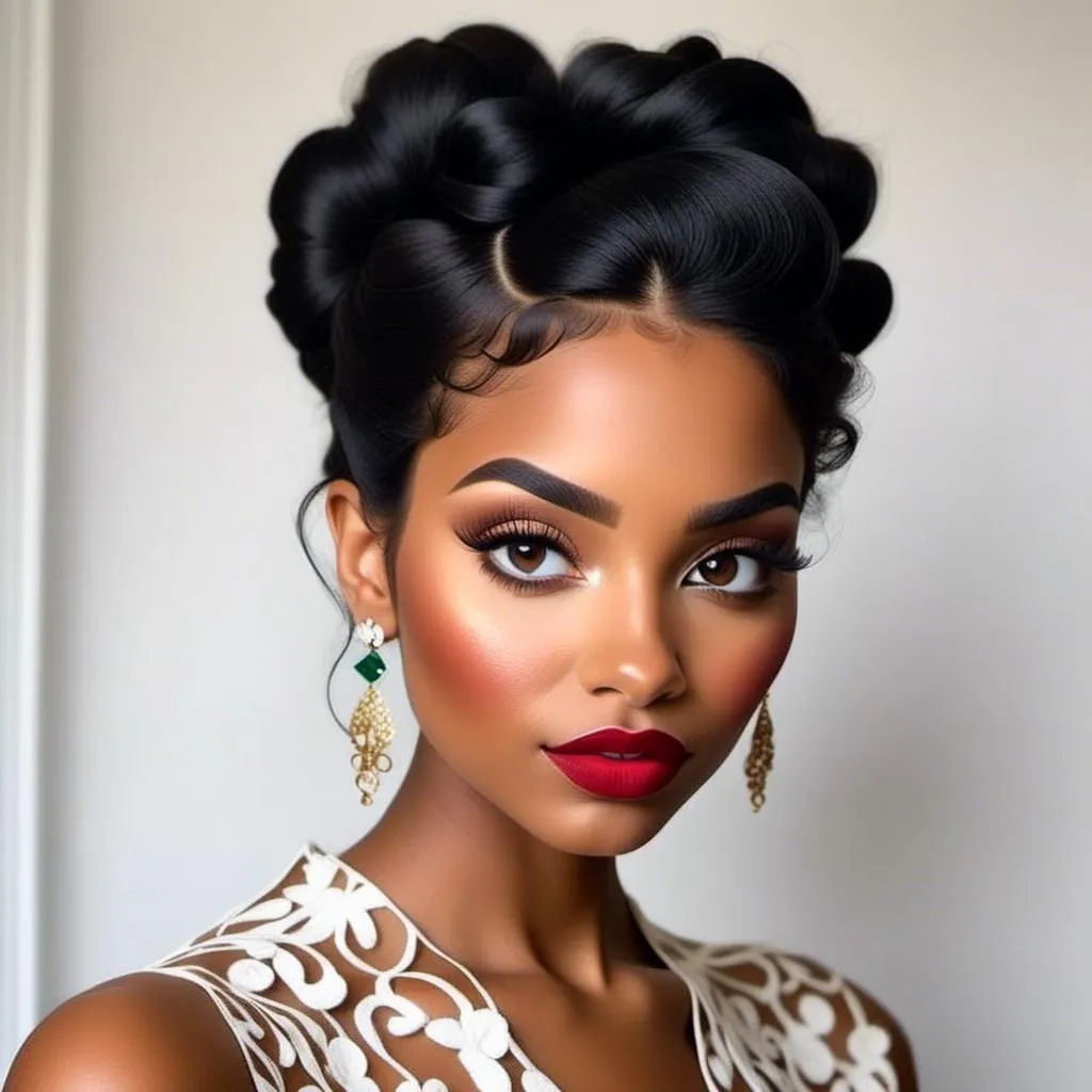 Prompt: <mymodel>60s makeup and hair on a black girl