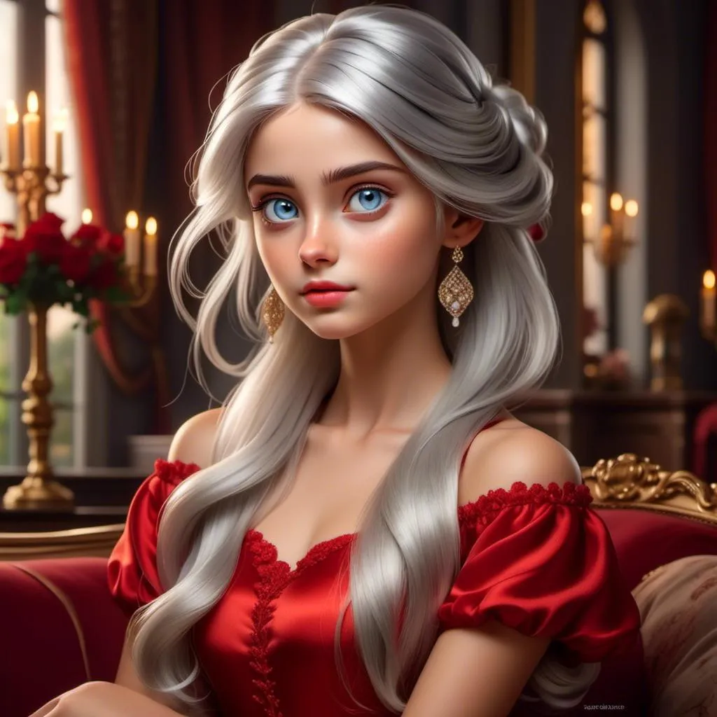 Prompt: <mymodel>High-quality digital painting of a teenage princess with blonde hair in a bun, wearing a stunning red dress, big pretty eyes, royal ambiance, detailed fabric textures, elegant crown, soft lighting, warm tones, professional, regal, detailed eyes, royal gown, digital painting, warm lighting, late teens, blonde bun hairstyle, royal ambiance