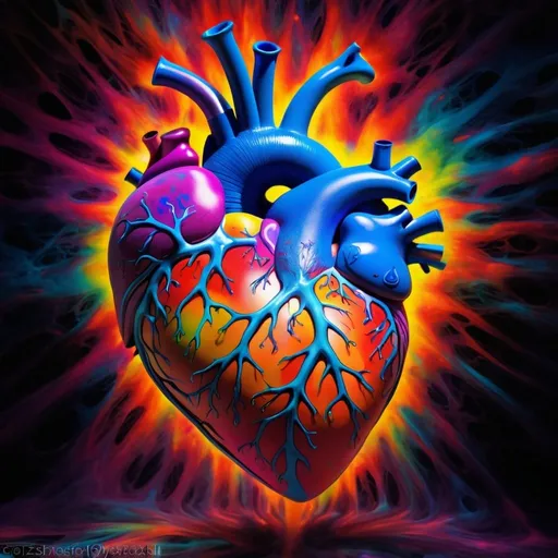 Prompt: <mymodel>a psychedelic explosion of color inside a heart