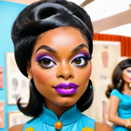 Prompt: <mymodel>60s makeup and hair on a black girl