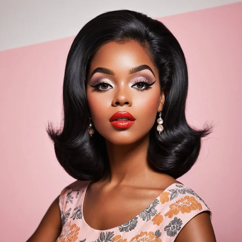 Prompt: <mymodel>60s makeup and hair on a black girl