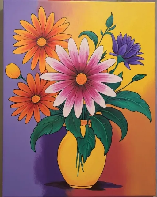 Prompt: painting of vibrantly colored flowers