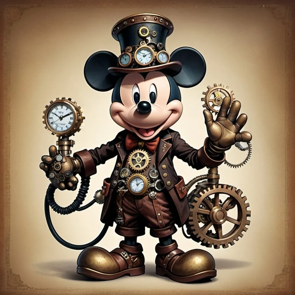 Prompt: Steampunk Mickey Mouse