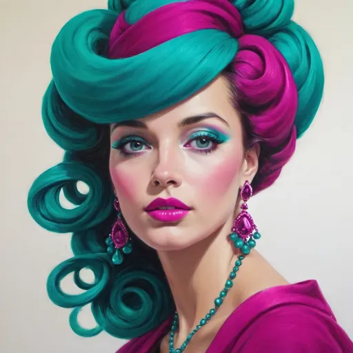 Prompt: magenta and teal lady