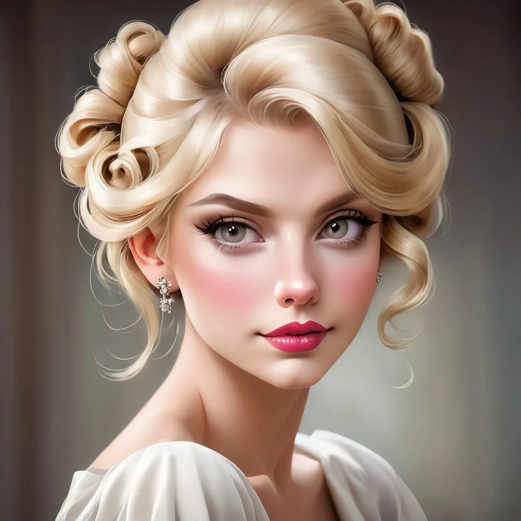Prompt: Beautiful blonde young lady, elegant updo, pretty makeup