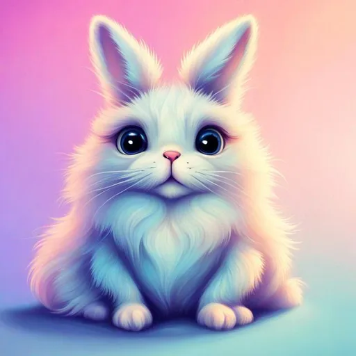 Prompt: Adorable bunny, digital illustration, fluffy fur, cute expression, vibrant colors, soft pastel tones, high quality, digital art, detailed eyes, whimsical, charming, soft lighting