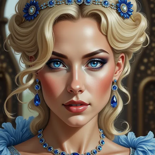 Prompt: a woman with a flower in her hair in an updo and a pink dress , with a flower in her hair, Charlie Bowater, fantasy art, highly detailed digital painting, a detailed painting