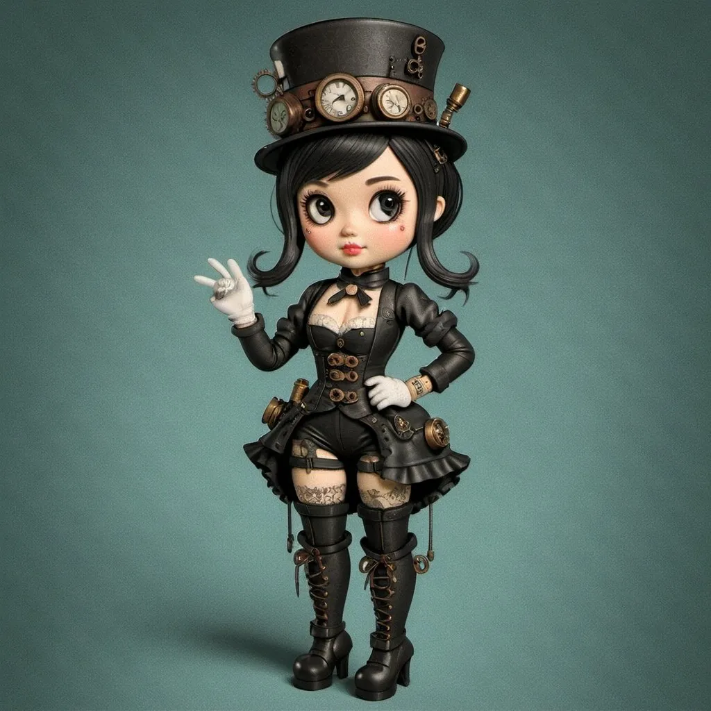 Prompt: Steampunk china doll