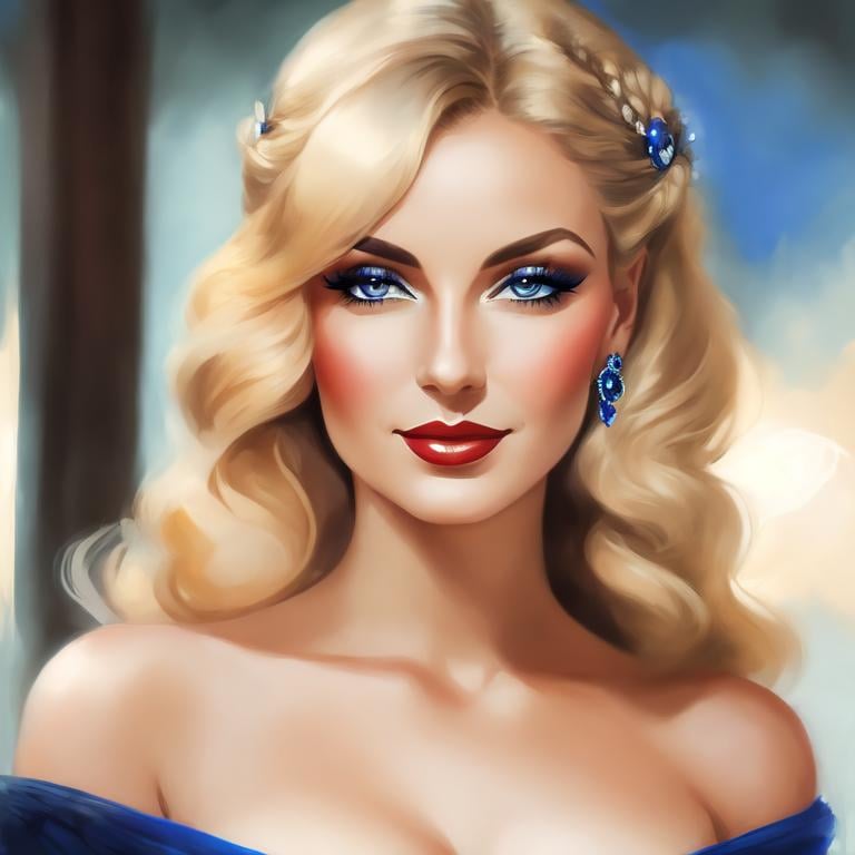 Prompt: Glamorously dressed lady of rhe 1930's wearing sapphire jewelry,blue eyes