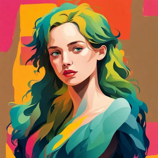 Prompt: A colorful illustration of a young woman