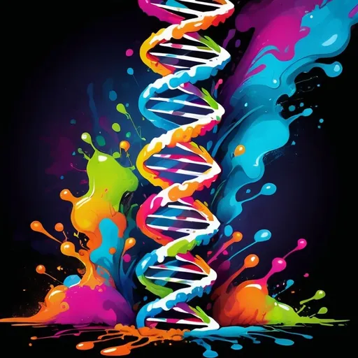 Prompt: Colorful graffiti illustration of a DNA
Natural pattern You are the remote, which reality do you see right now in this moment. 
self love, self power, educate your self. Fractals  vibrant paint splashes, vector t-shirt art, high quality, graffiti style, vibrant colors, dynamic pose, detailed scales, expressive eyes, white background, vector art, professional, bright lighting