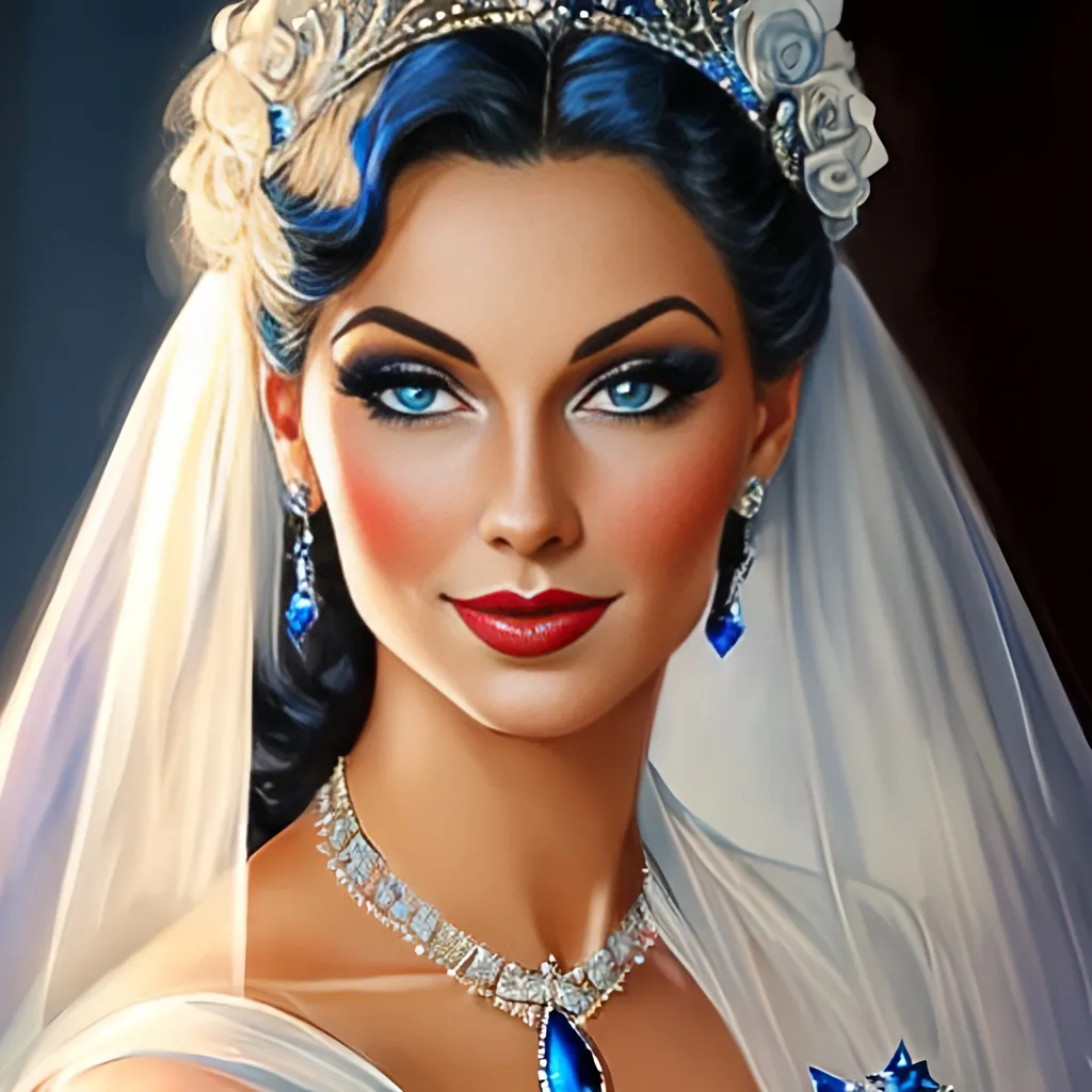 Prompt: Glamorously dressed lady of rhe 1930's wearing sapphire jewelry,blue eyes