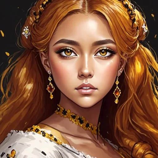 Prompt: <mymodel>A beautiful young woman with amber eyes and ginger hair