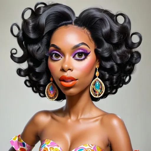 Prompt: <mymodel>60s makeup and hair on a black girl