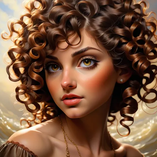 Prompt: Long curly hair, realistic oil painting, detailed strands, high definition, portrait, classic style, warm tones, natural lighting, intricate curls, flowing locks, ultra-detailed, professional, realistic, classic art, detailed texture, professional lighting