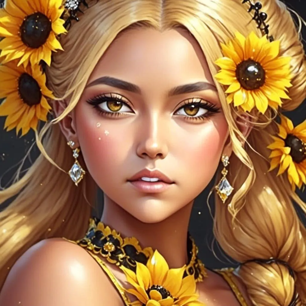 Prompt: <mymodel>Fairy princess of sunflowers