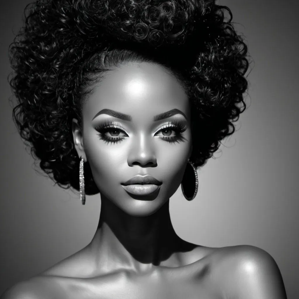 Prompt: <mymodel>beautiful makeup and hair on a gorgeous black woman