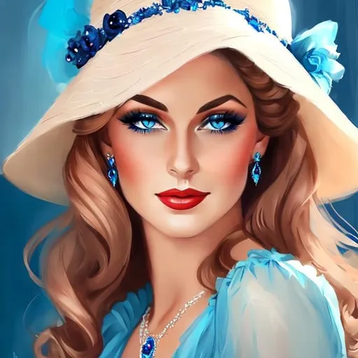 Prompt: Glamorously dressed lady of rhe 1930's wearing sapphire jewelry,blue eyes