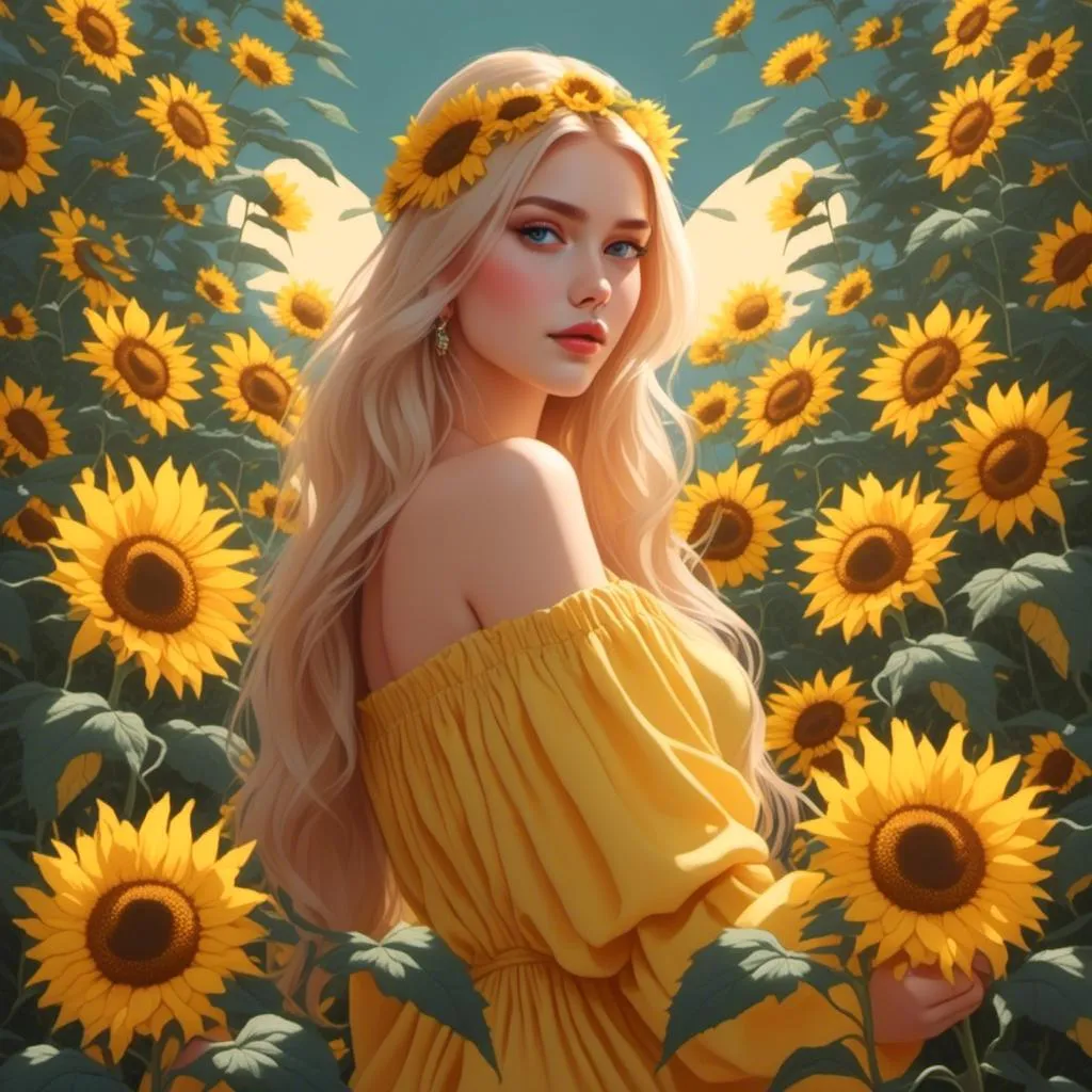 Prompt: <mymodel>Fairy princess of sunflowers