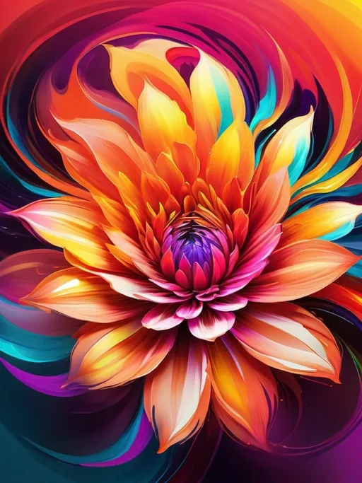 Prompt: Vibrant abstract digital artwork of flowers, dazzling colors, dynamic composition, high energy, modern digital art, vibrant, abstract, digital, high energy, dynamic composition, best quality, colorful, vivid tones, professional lighting