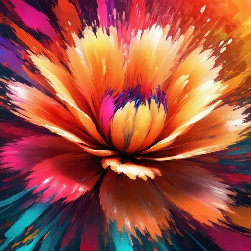 Prompt: Vibrant abstract digital artwork of flowers, dazzling colors, dynamic composition, high energy, modern digital art, vibrant, abstract, digital, high energy, dynamic composition, best quality, colorful, vivid tones, professional lighting