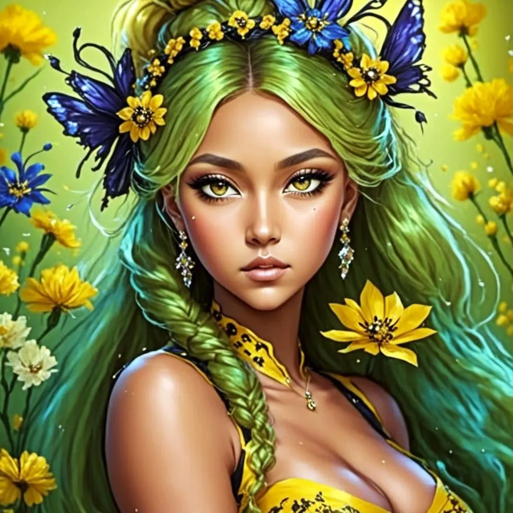 Prompt: <mymodel>a fairy of spring, ,wildflowers, vivid colors, closeup